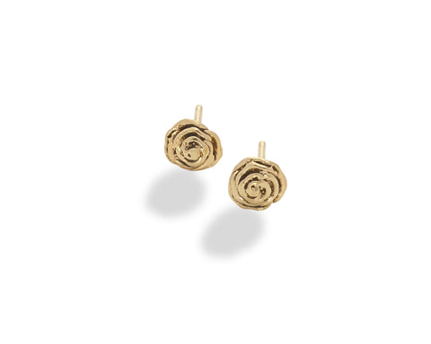 Rose Stud Earring 14K Yellow Gold- small
