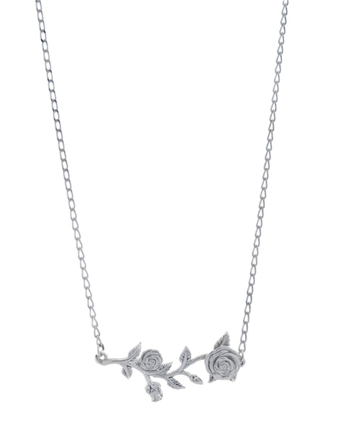 Rose Vine Sterling Silver Bar Necklace